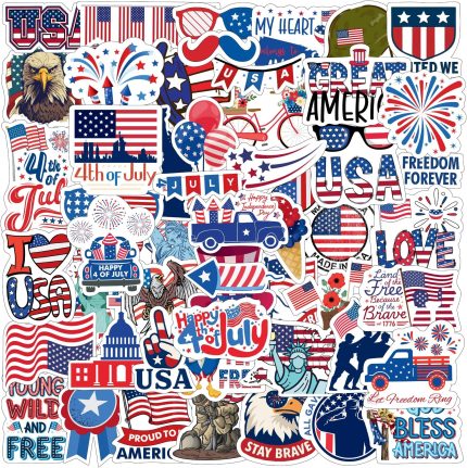 Patriotic Stickers, Patriotic Label Star US Flag Stickers